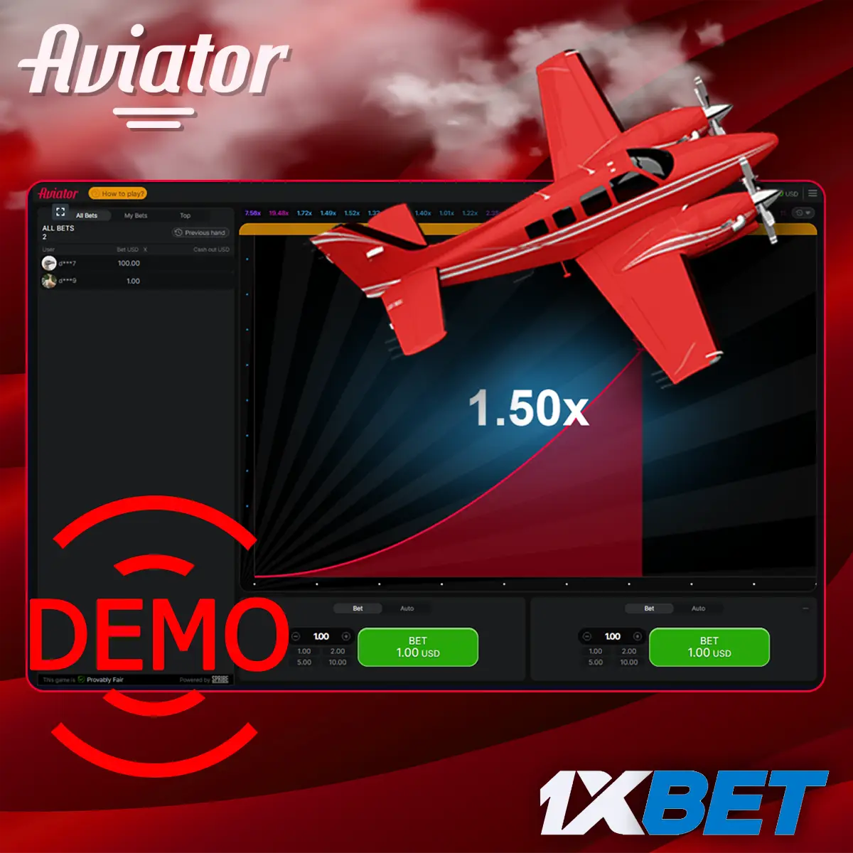 1xbet Aviator demo game